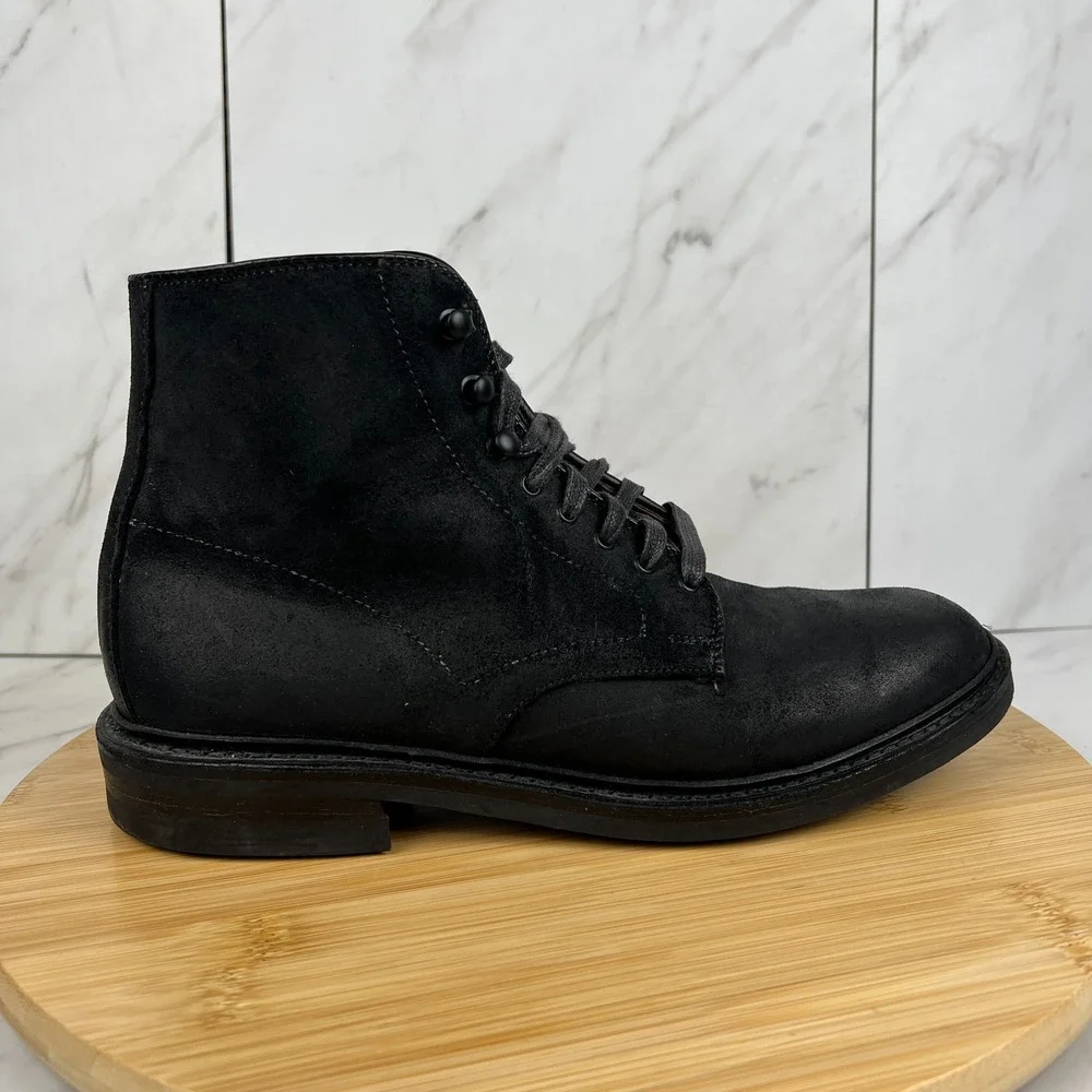 Allen Edmonds Higgins Mill Mens Size 7 D Black Waxed Suede Plain Toe Boots 2653